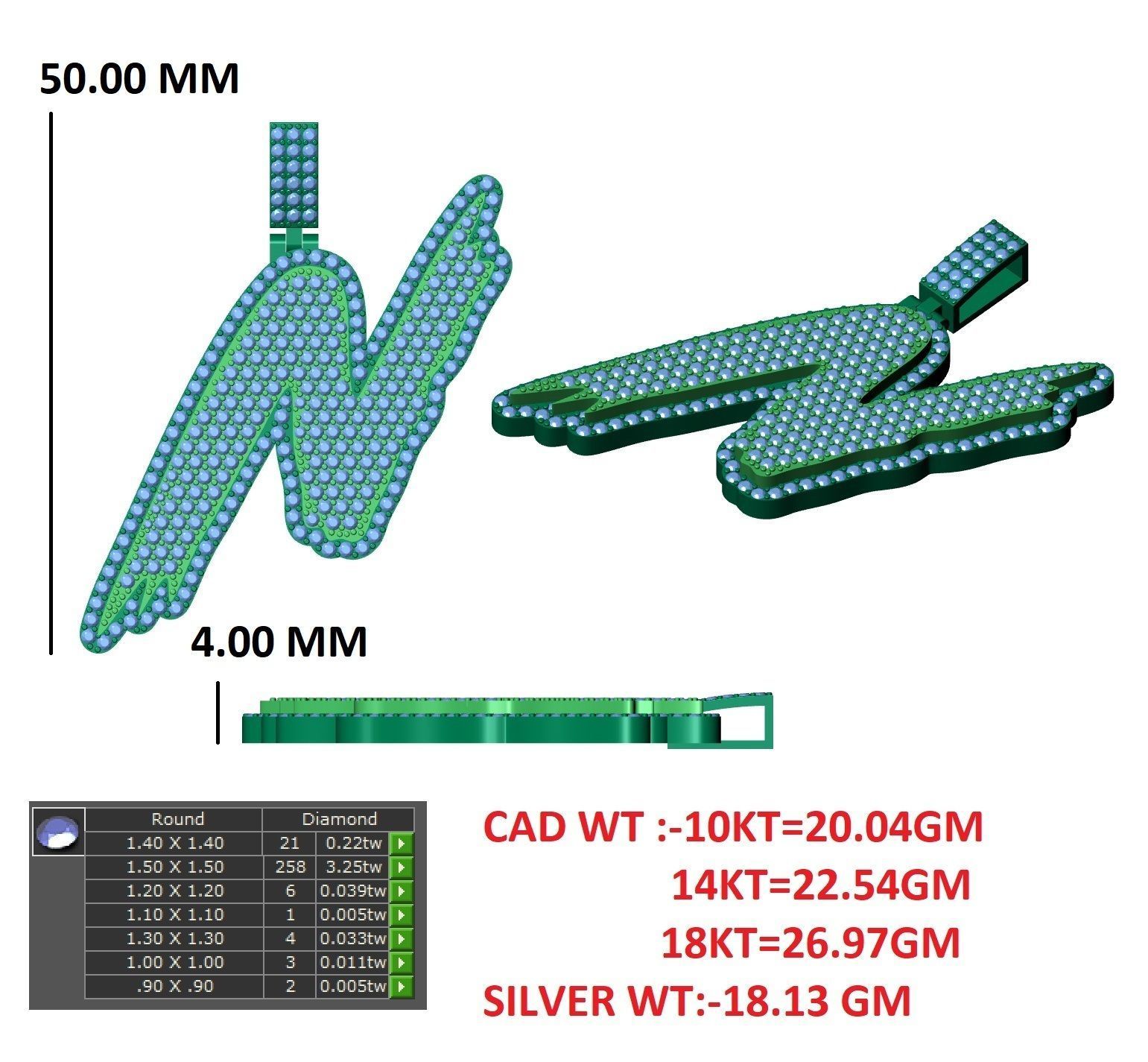 Alphabet Latter hiphop Pendent 3D print model_8