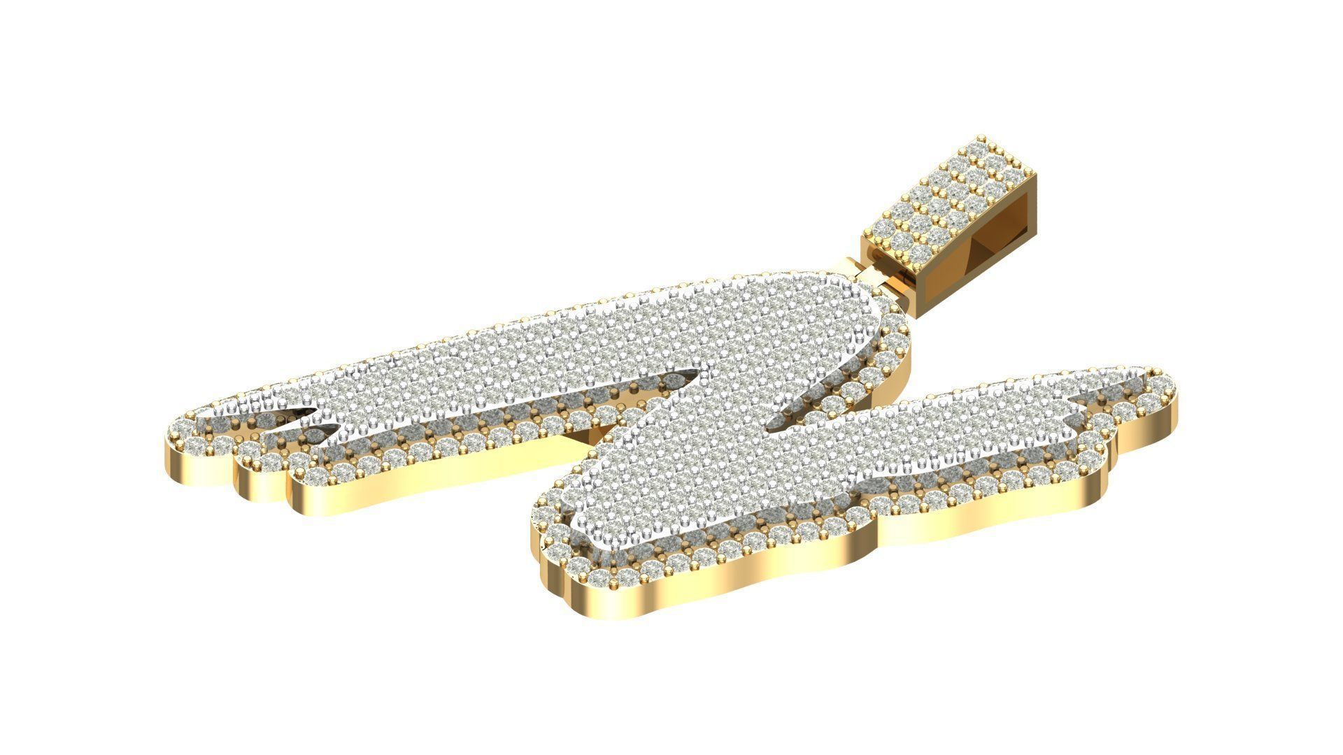 Alphabet Latter hiphop Pendent 3D print model_7