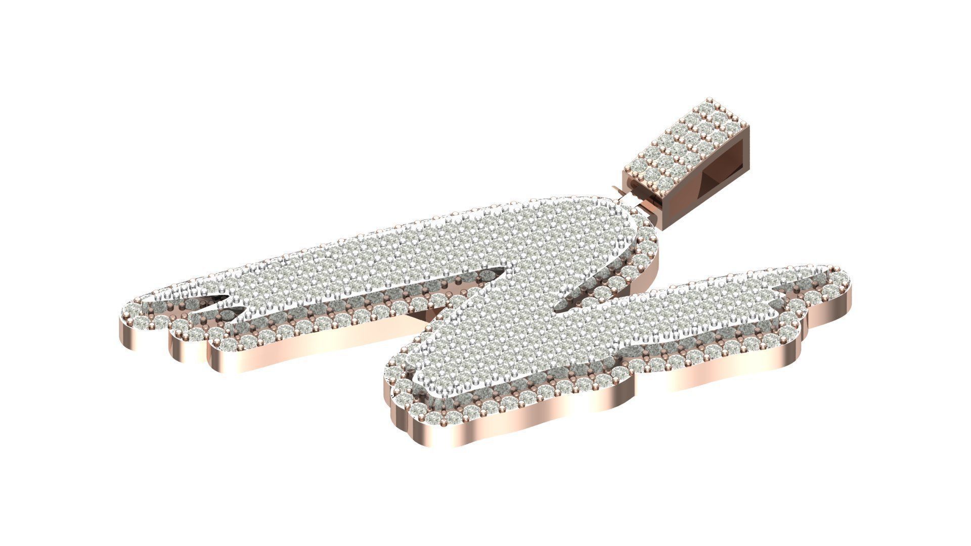 Alphabet Latter hiphop Pendent 3D print model_4