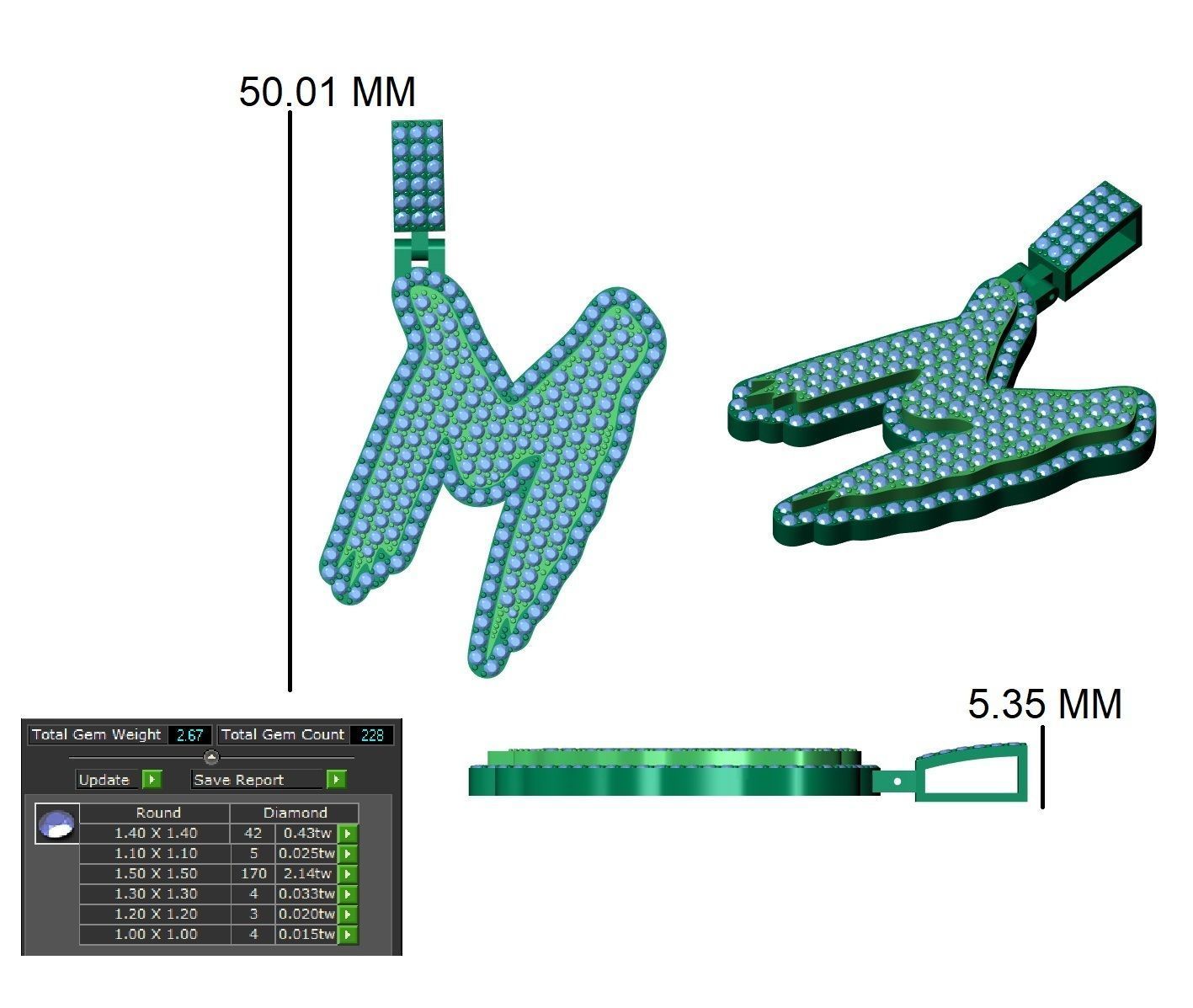 Alphabet Latter hiphop Pendent 3D print model_8