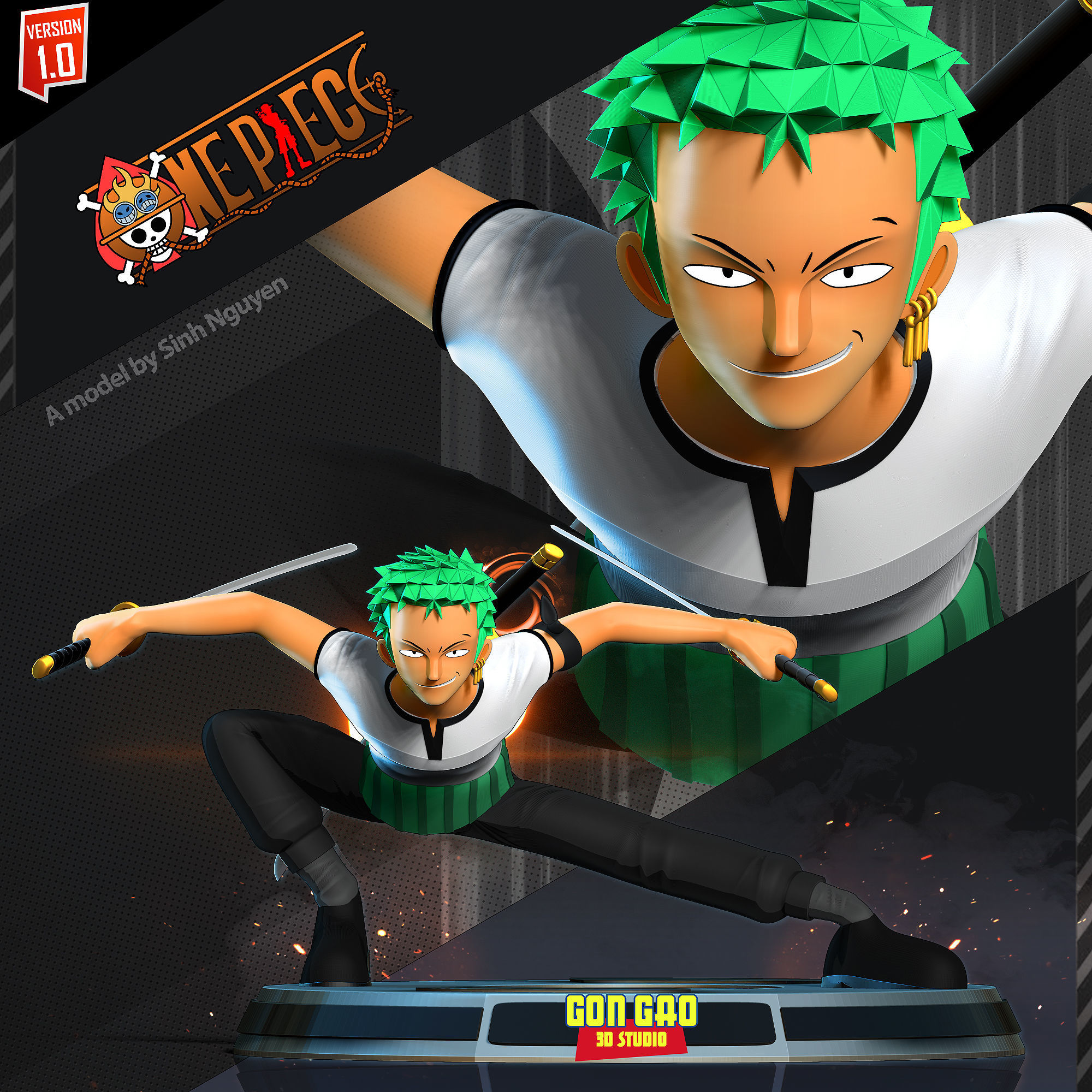 Roronoa Zoro Stylized - One Piece Fanart 3D print model_18