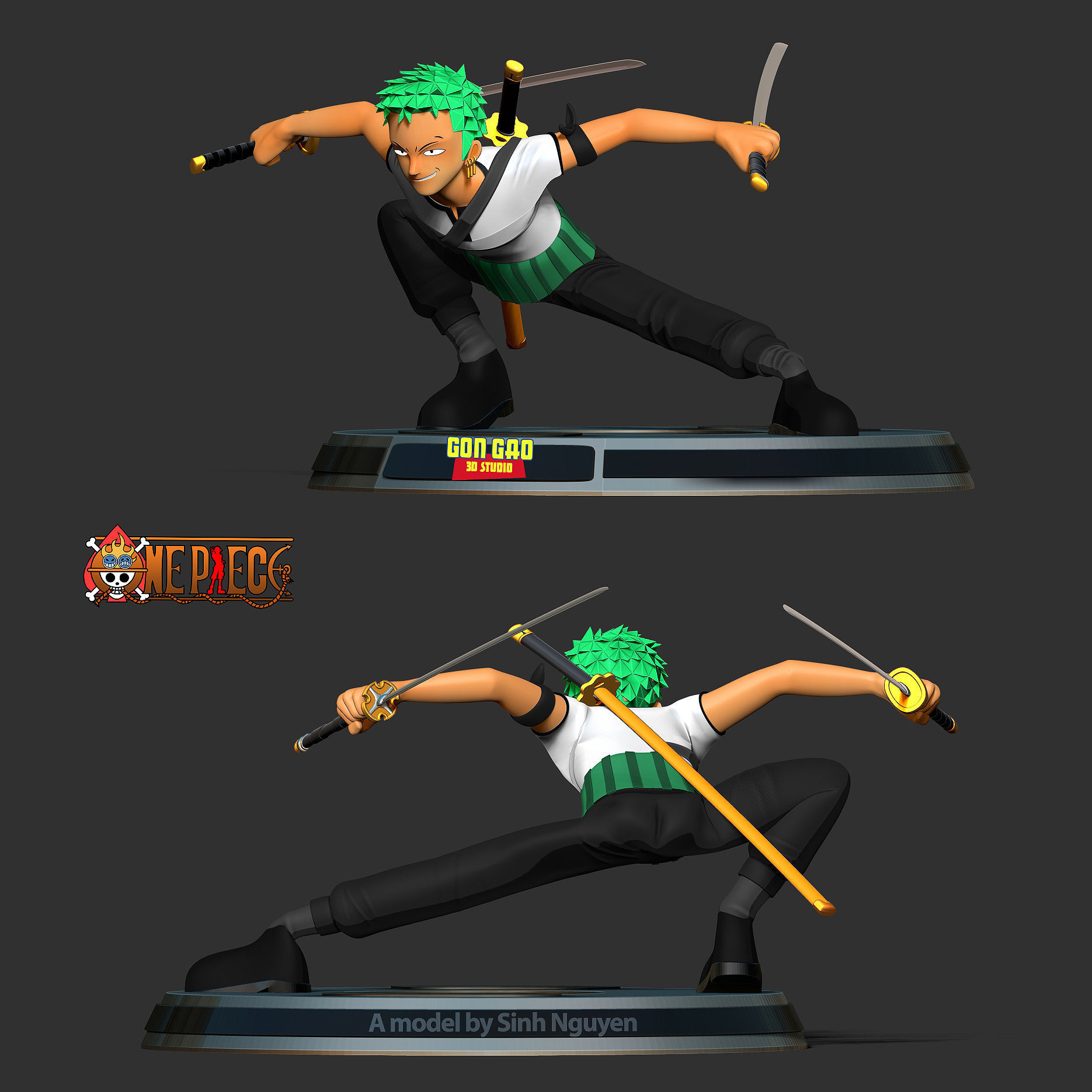 Roronoa Zoro Stylized - One Piece Fanart 3D print model_1