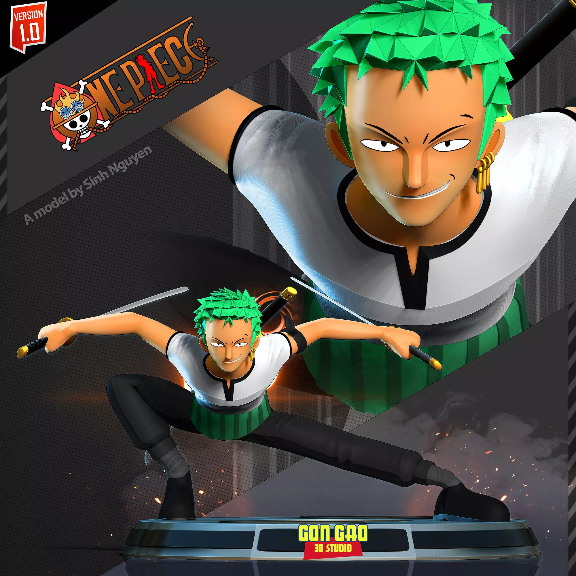 Roronoa Zoro Stylized - One Piece Fanart 3D print model_0