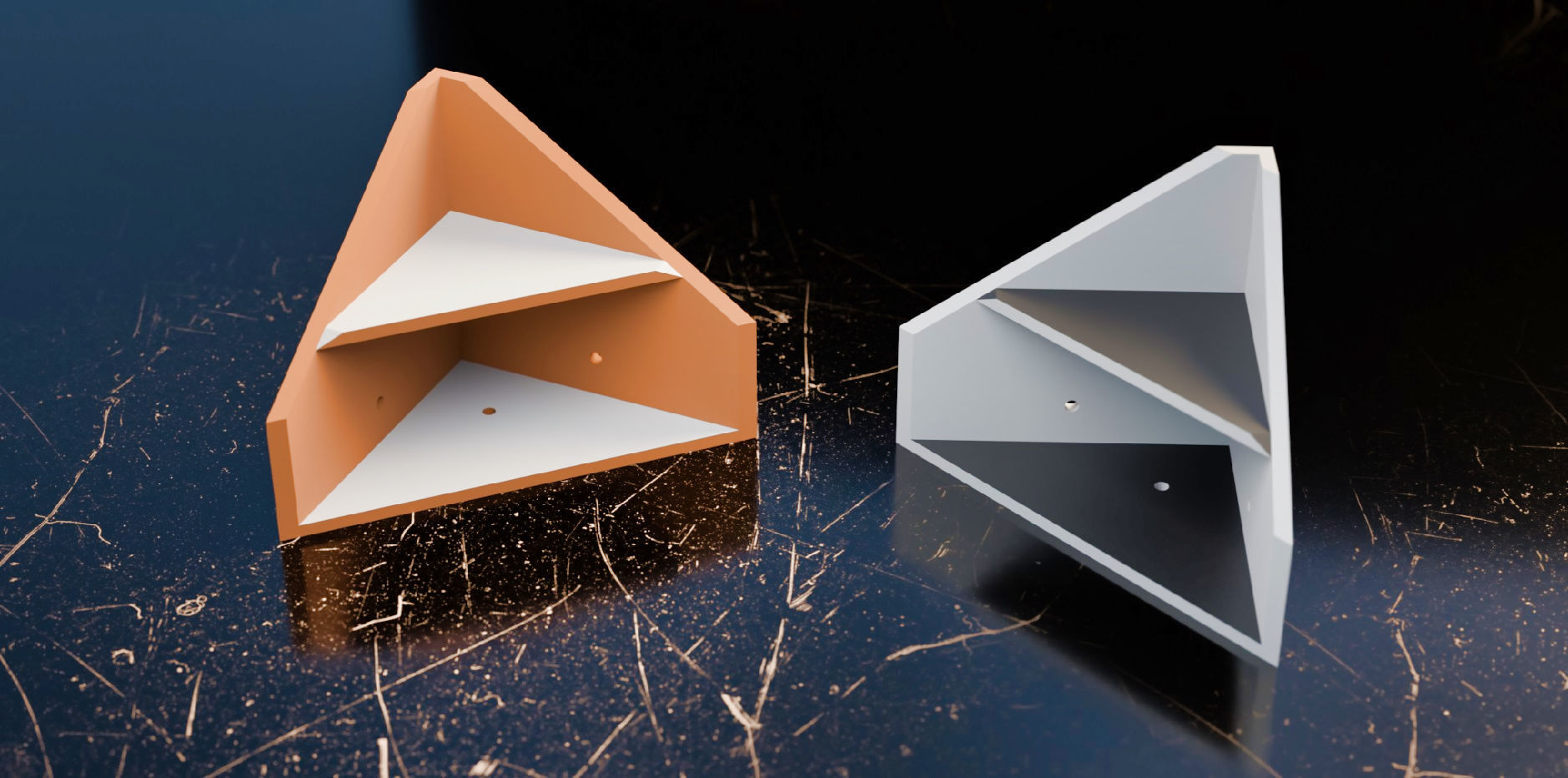 046MT Triangular 2x Shelves 3D print model_2