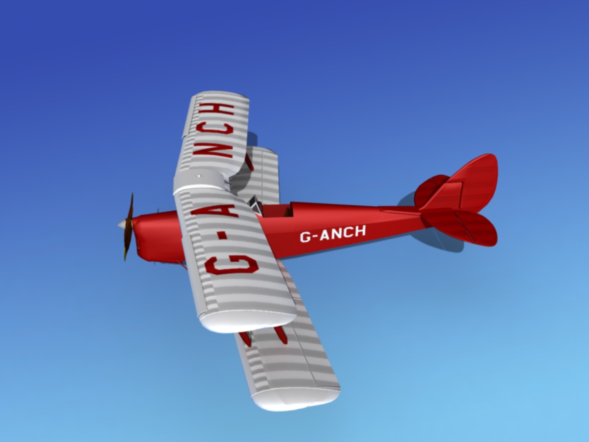 Dehavilland DH82 Tiger Moth V06 3D model_10
