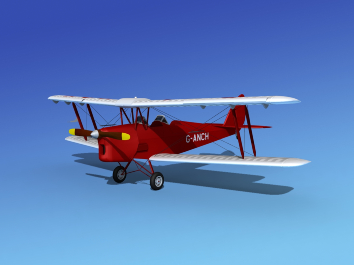 Dehavilland DH82 Tiger Moth V06 3D model_1