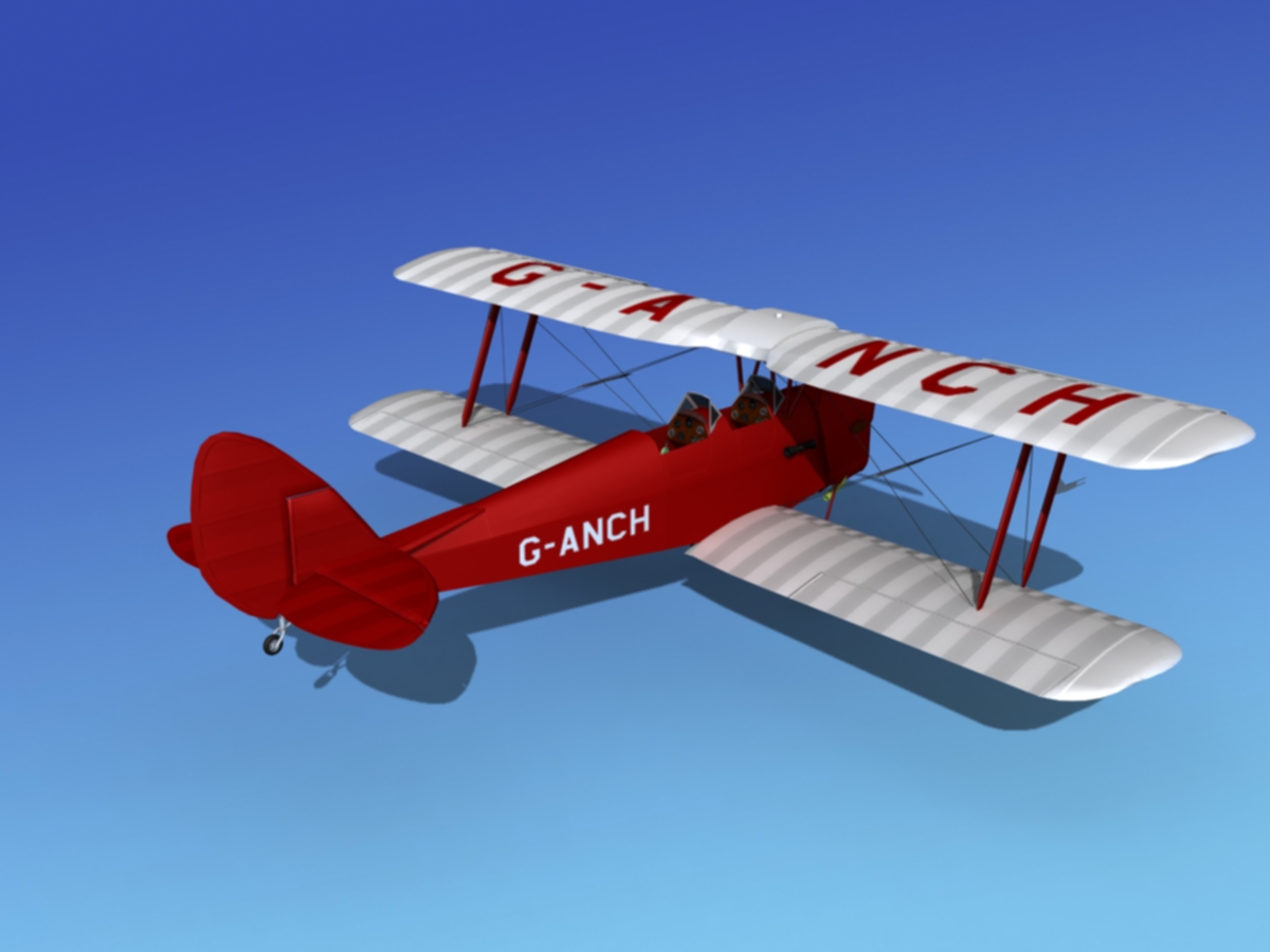 Dehavilland DH82 Tiger Moth V06 3D model_6