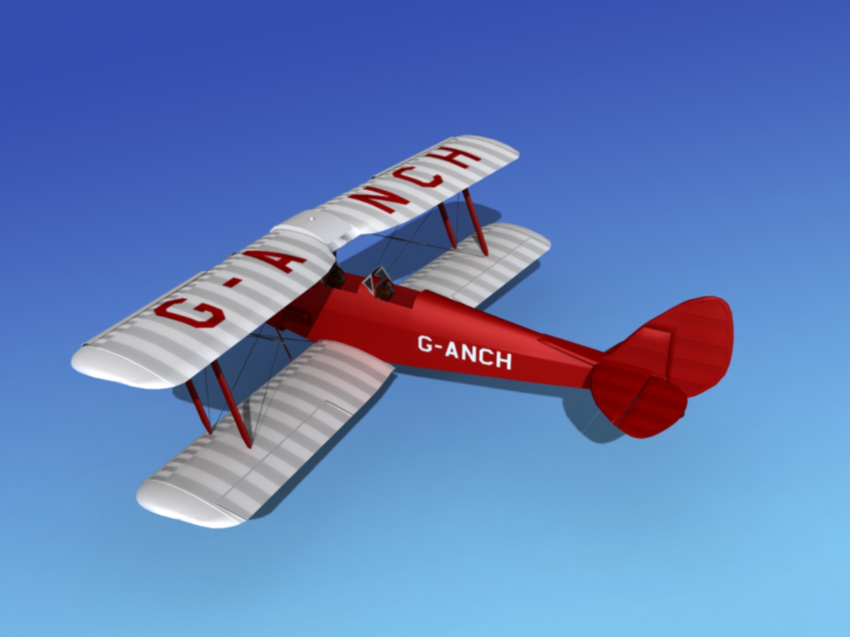 Dehavilland DH82 Tiger Moth V06 3D model_9