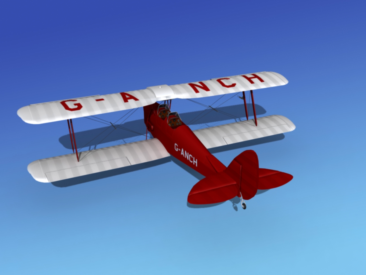 Dehavilland DH82 Tiger Moth V06 3D model_8