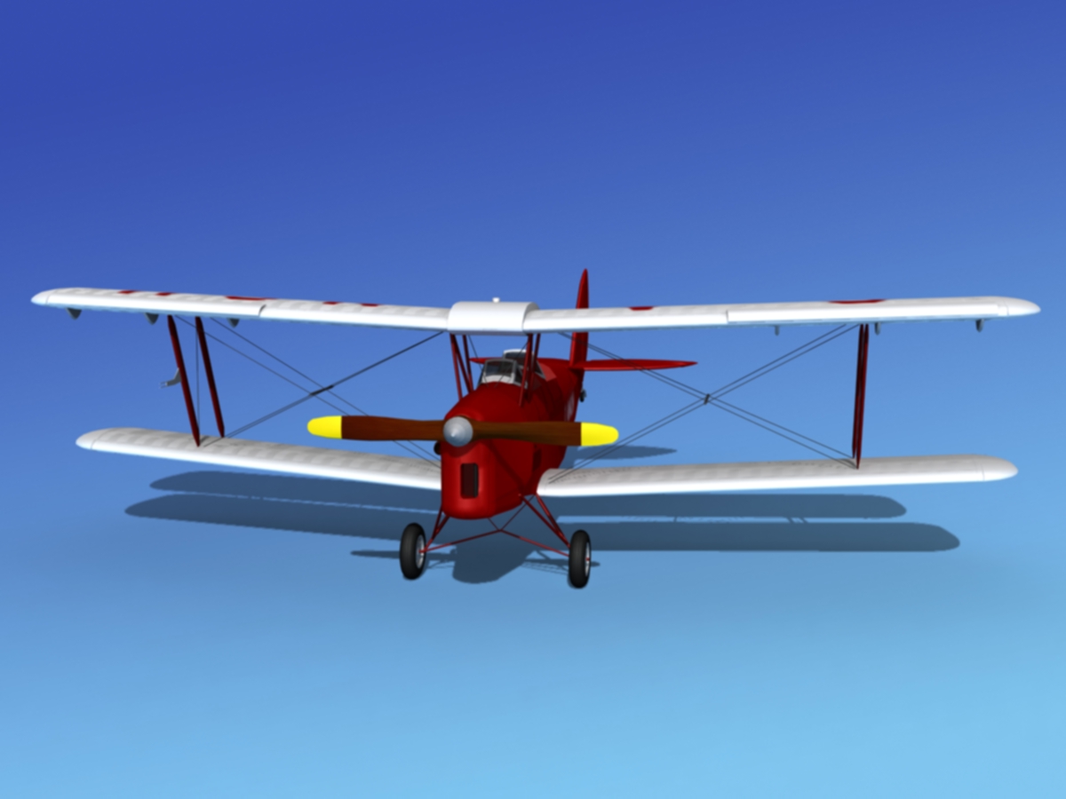 Dehavilland DH82 Tiger Moth V06 3D model_2