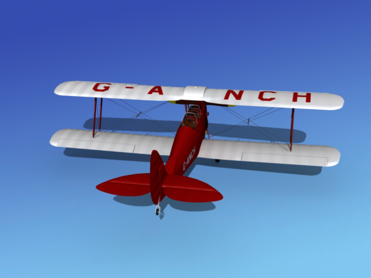 Dehavilland DH82 Tiger Moth V06 3D model_7
