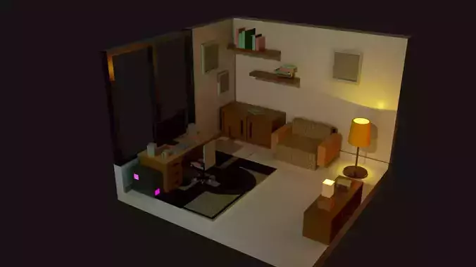 a low-poly modle of 20th century biuld