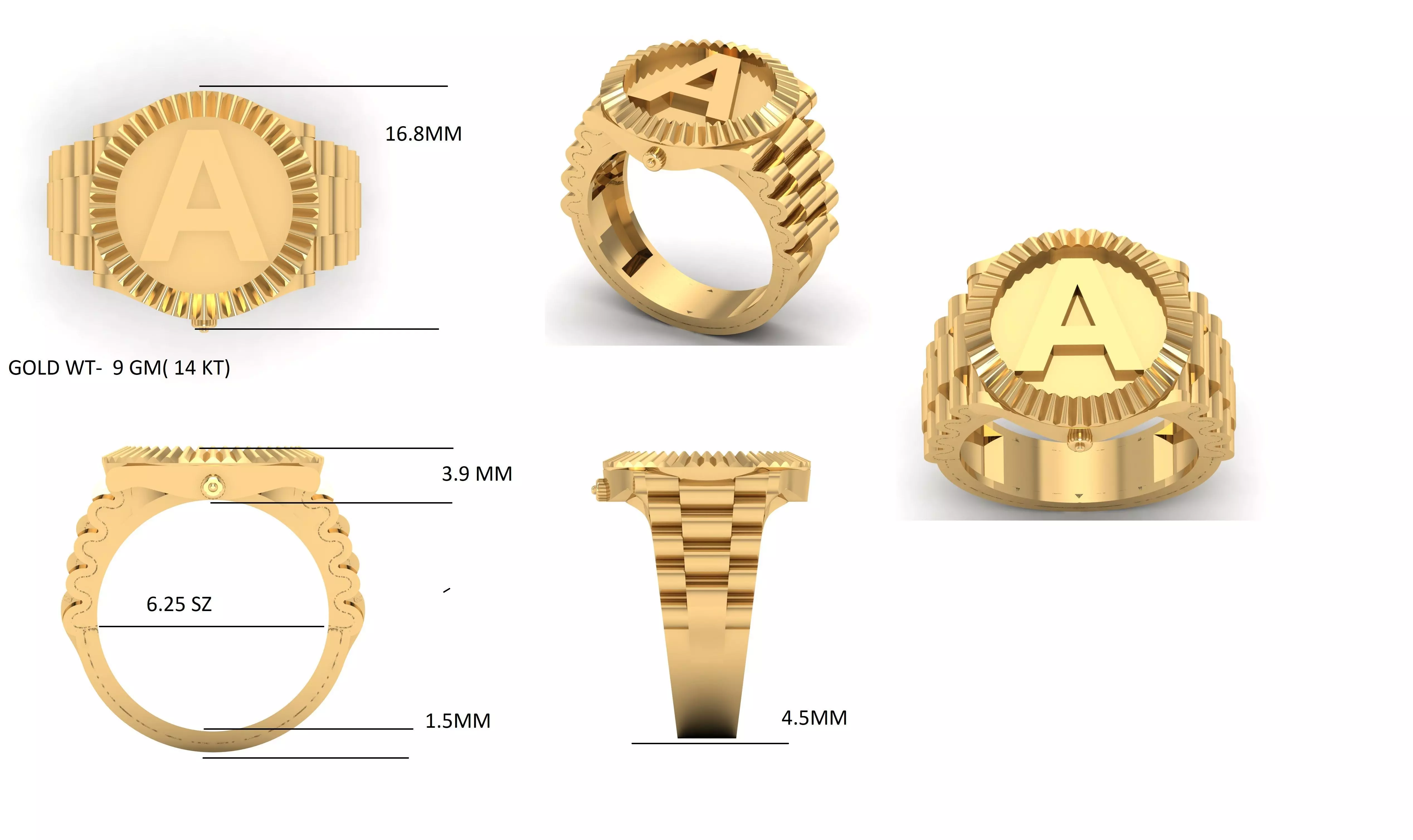 A Letter Glossy ring 3D model Free 3D print model