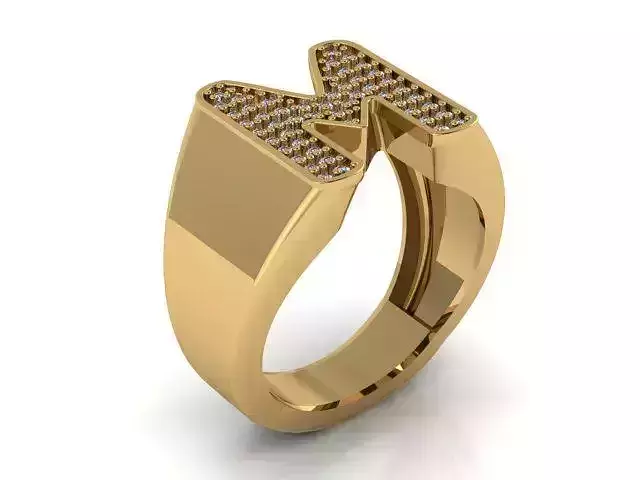 ALPHABET M DIMOND RING FOR MEN FASHION 3D PRINTABLE MODEL 3D print model