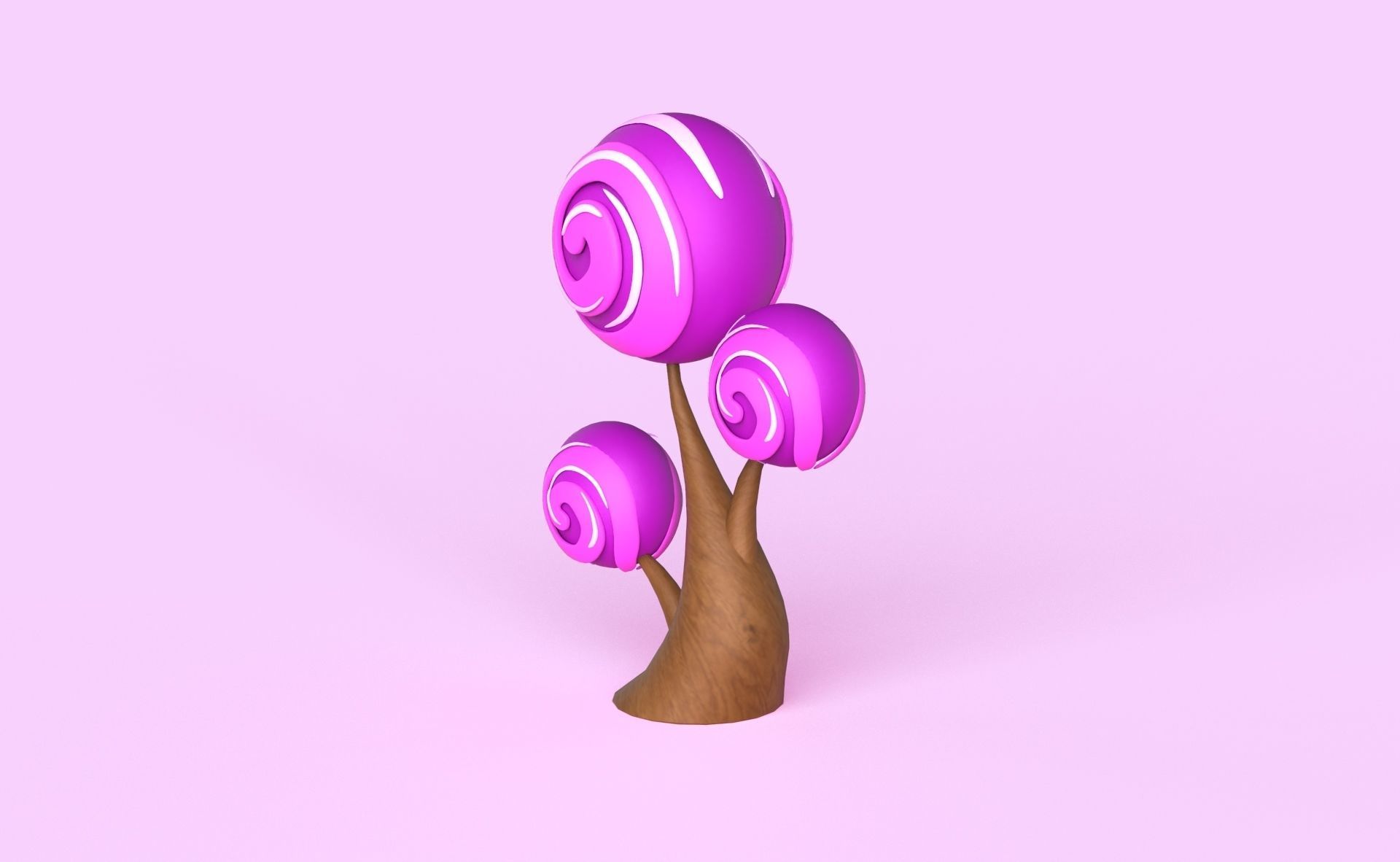 Cartoon Candy Tree 12 Low-poly 3D model_2