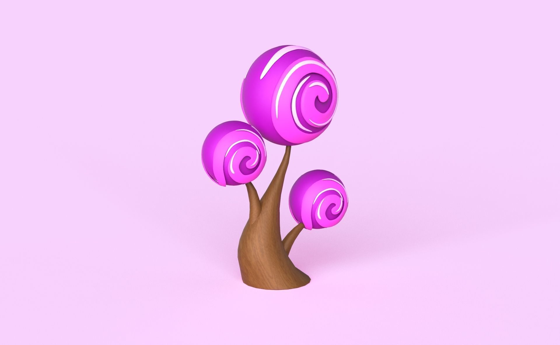 Cartoon Candy Tree 12 Low-poly 3D model_6