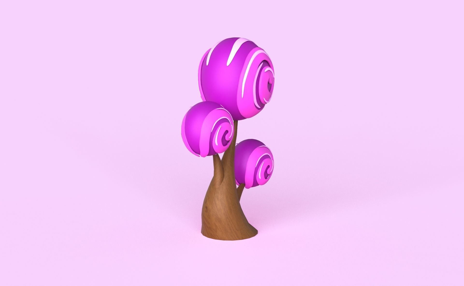Cartoon Candy Tree 12 Low-poly 3D model_5