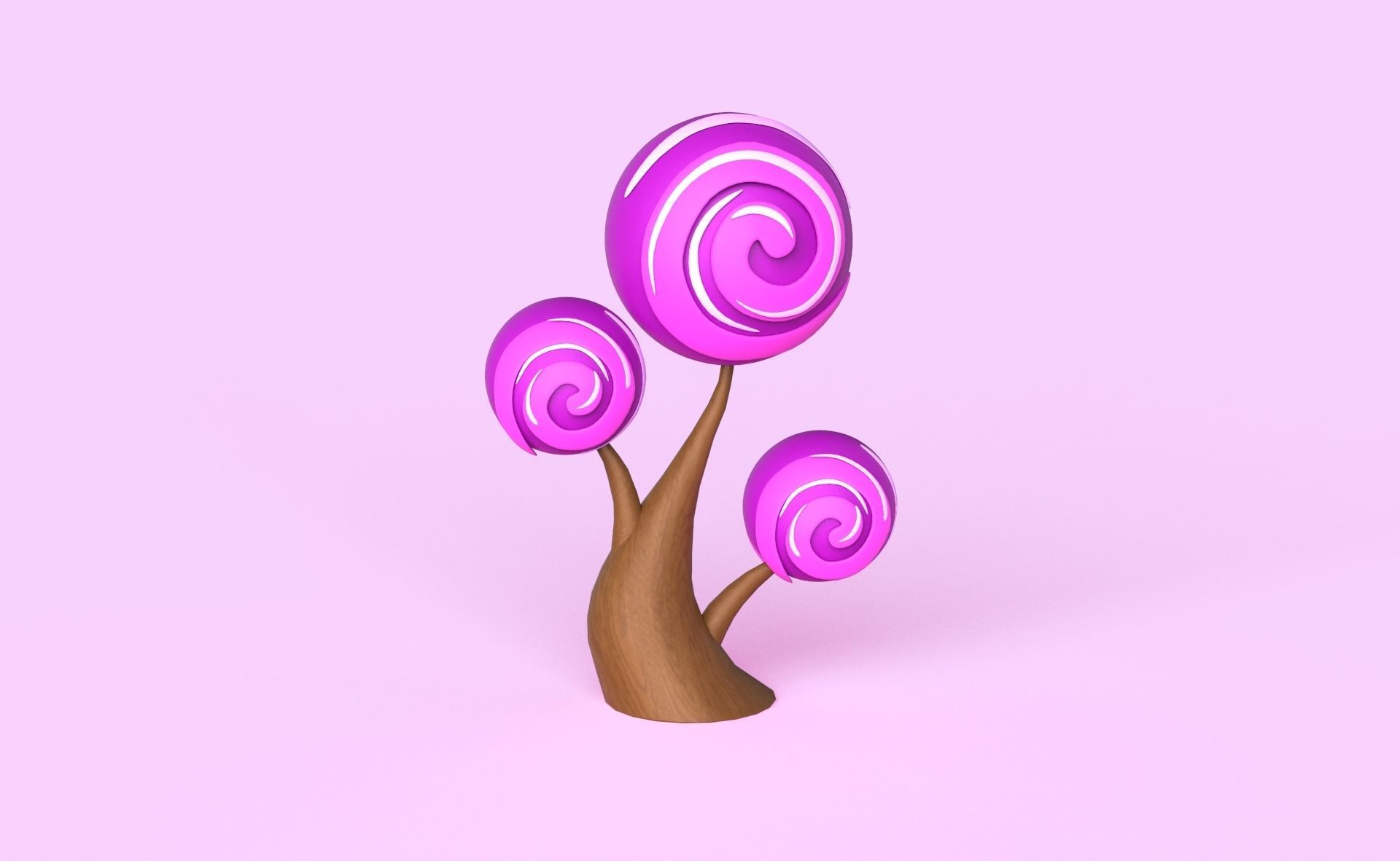 Cartoon Candy Tree 12 Low-poly 3D model_7