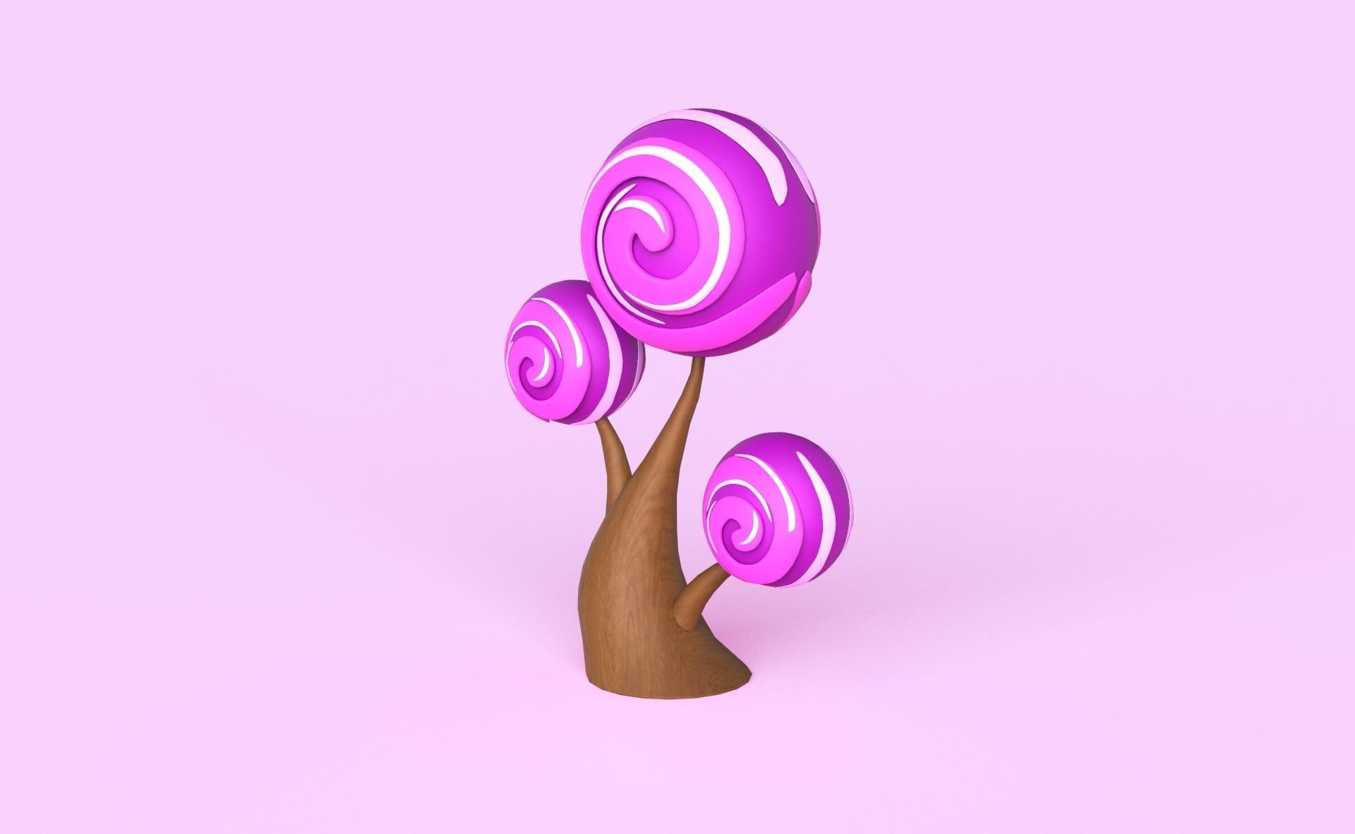 Cartoon Candy Tree 12 Low-poly 3D model_9