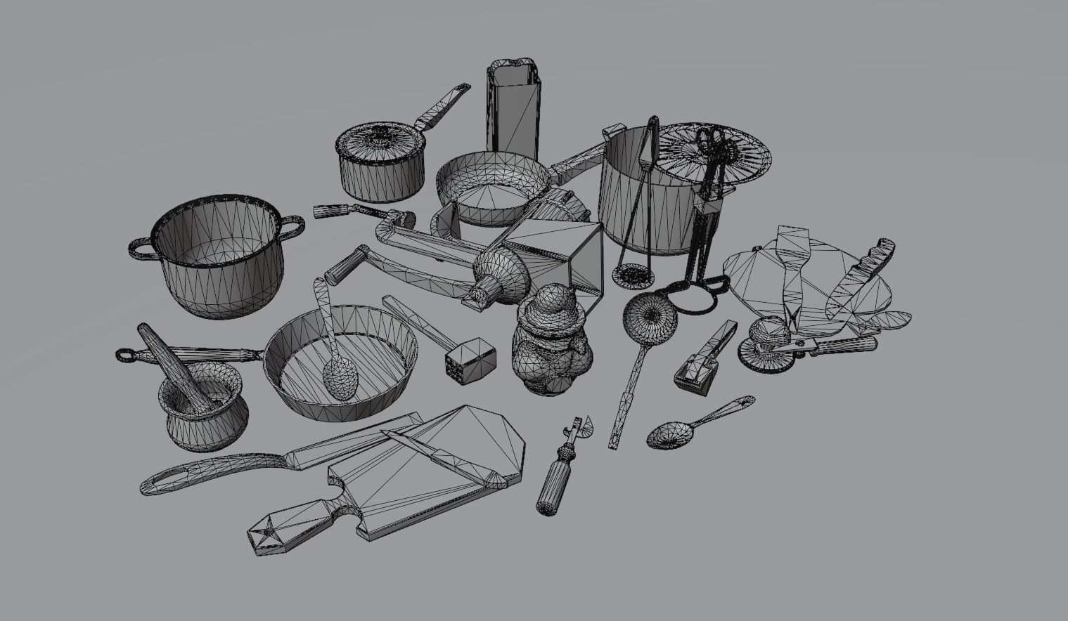 Old kitchen appliances for cooking pack Low-poly 3D model_18