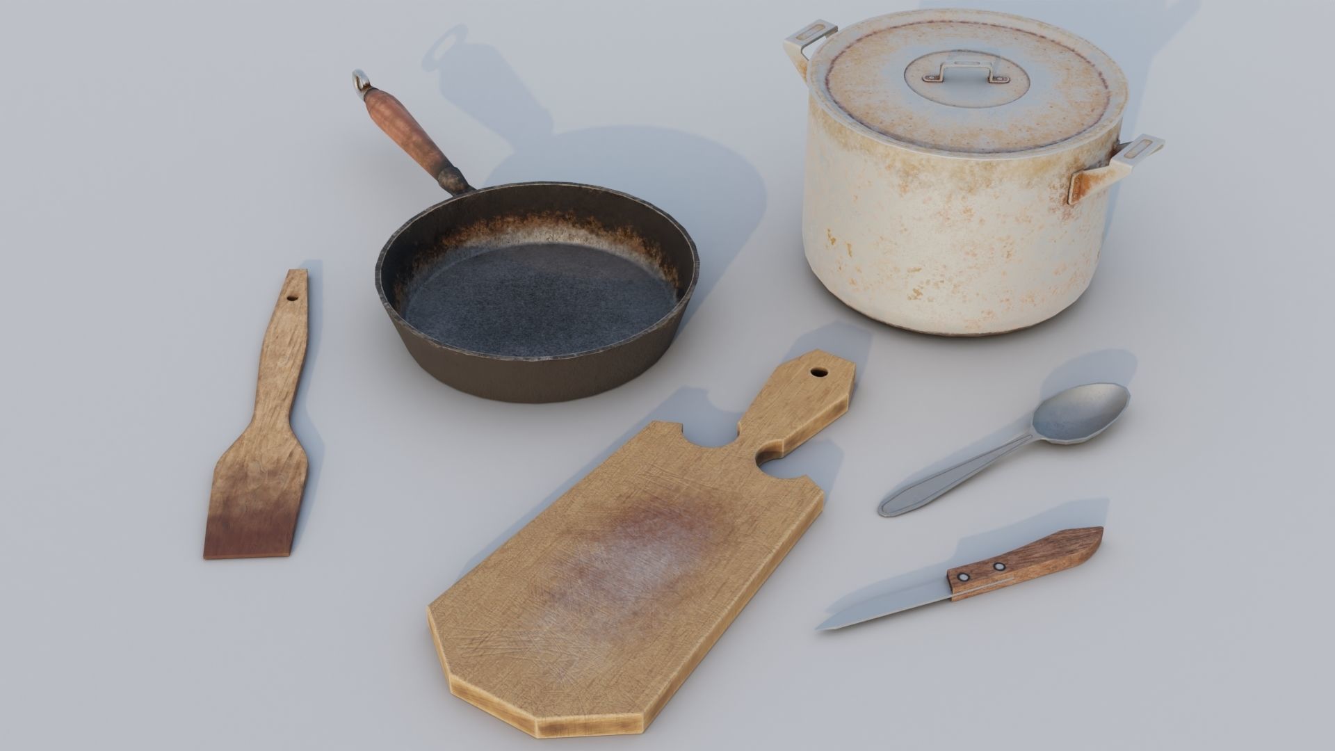 Old kitchen appliances for cooking pack Low-poly 3D model_21