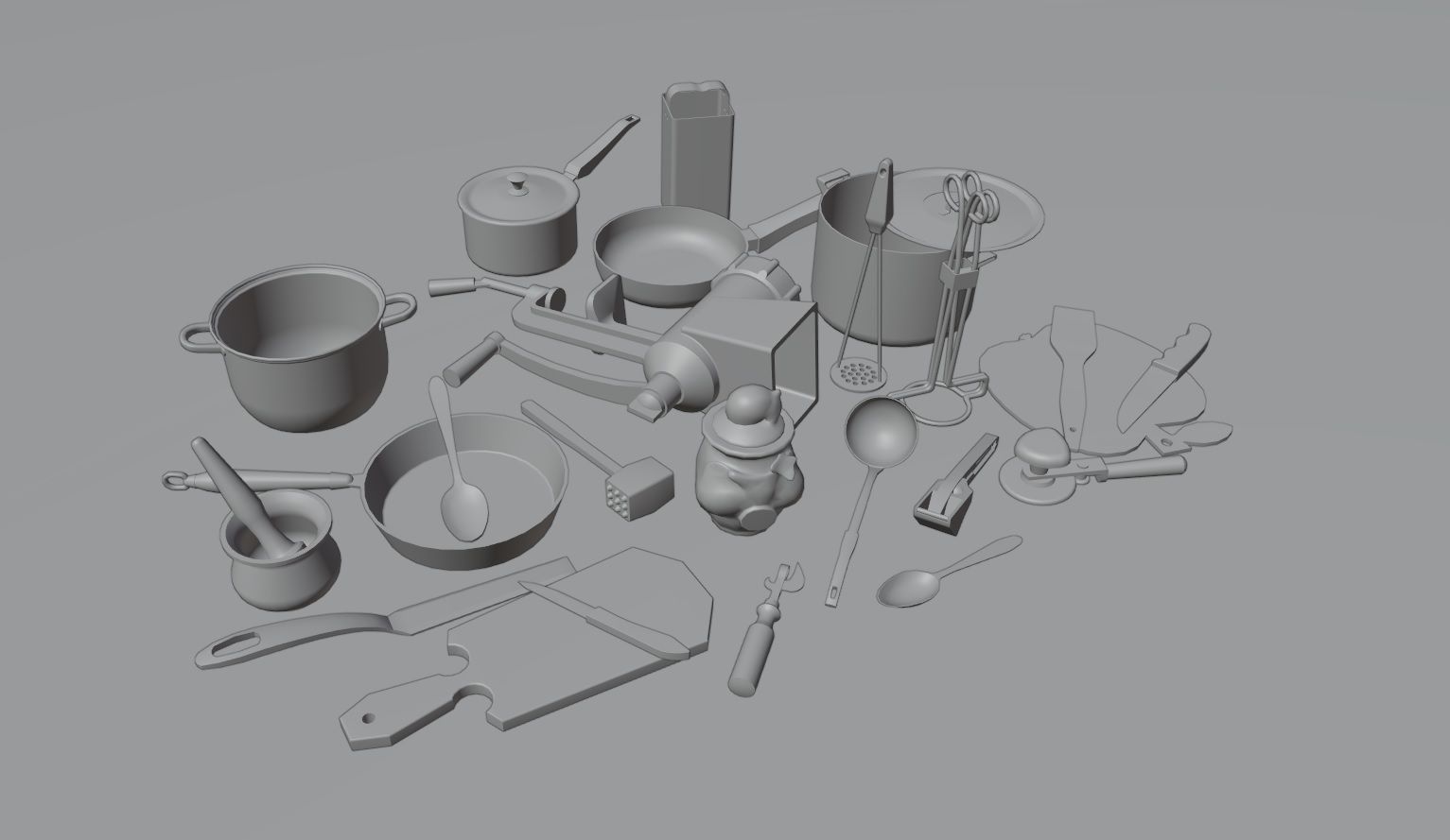 Old kitchen appliances for cooking pack Low-poly 3D model_17