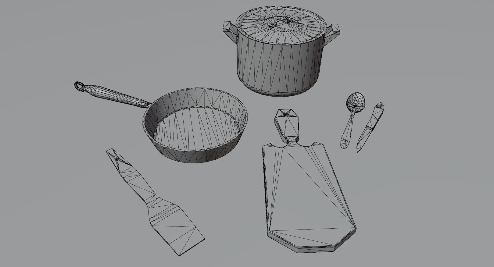 Old kitchen appliances for cooking pack Low-poly 3D model_19