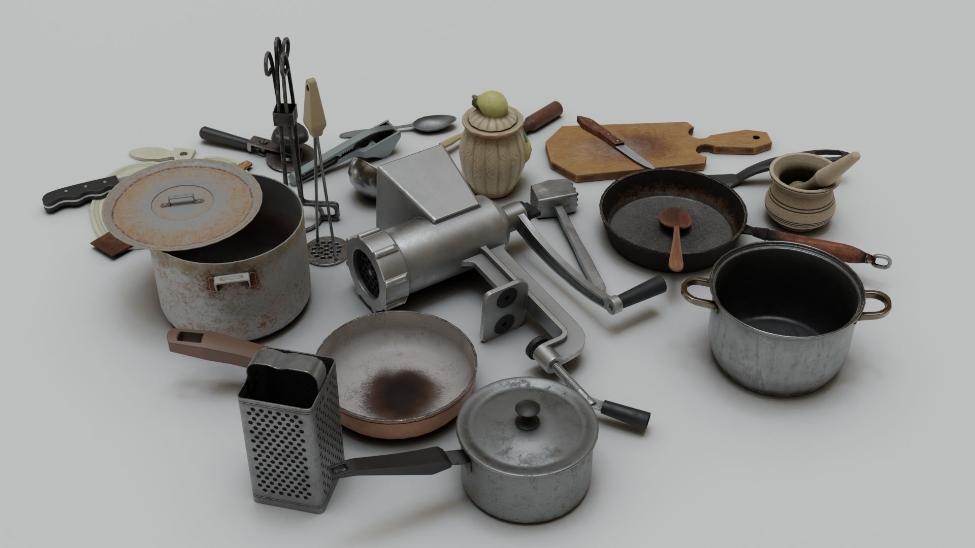 Old kitchen appliances for cooking pack Low-poly 3D model_12