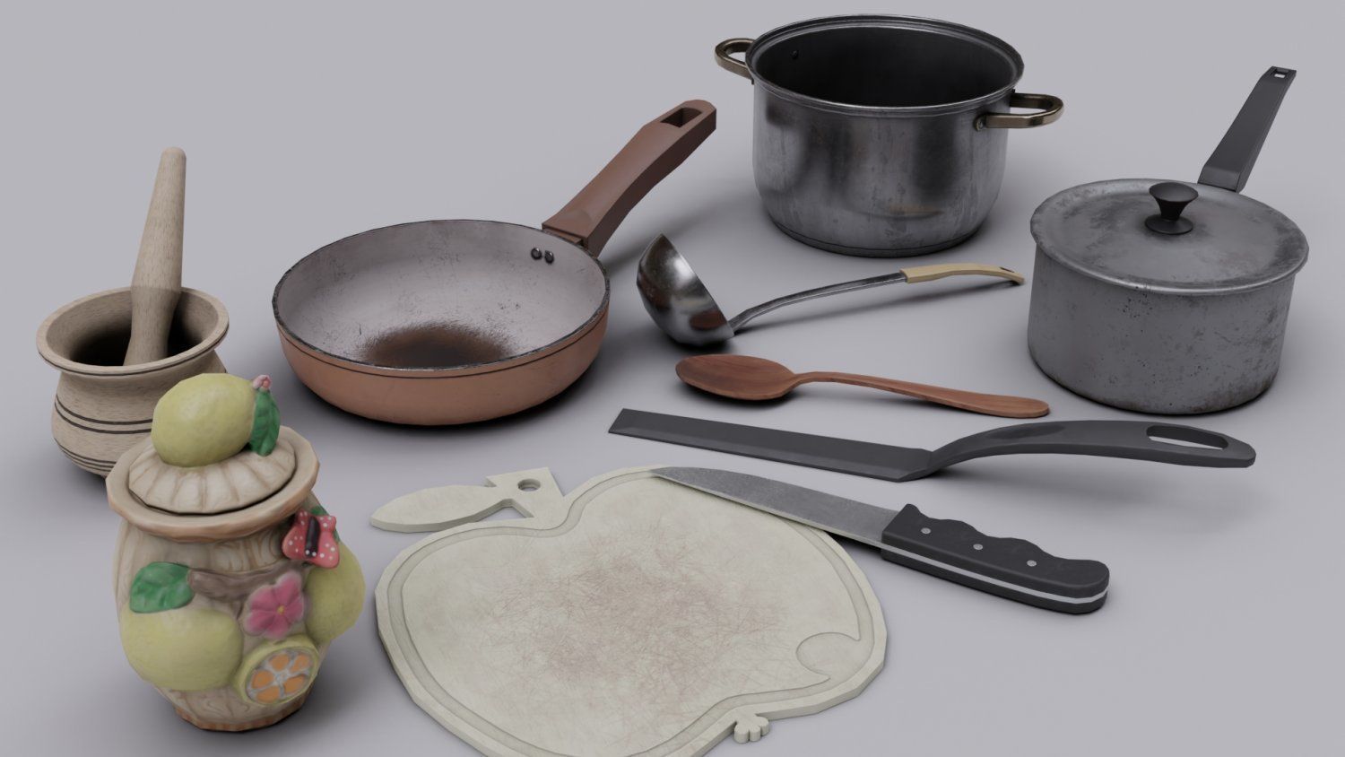 Old kitchen appliances for cooking pack Low-poly 3D model_10