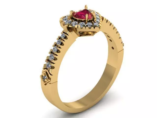 Proposal Diamond Heart Ring 3d Printable Model 3D print model