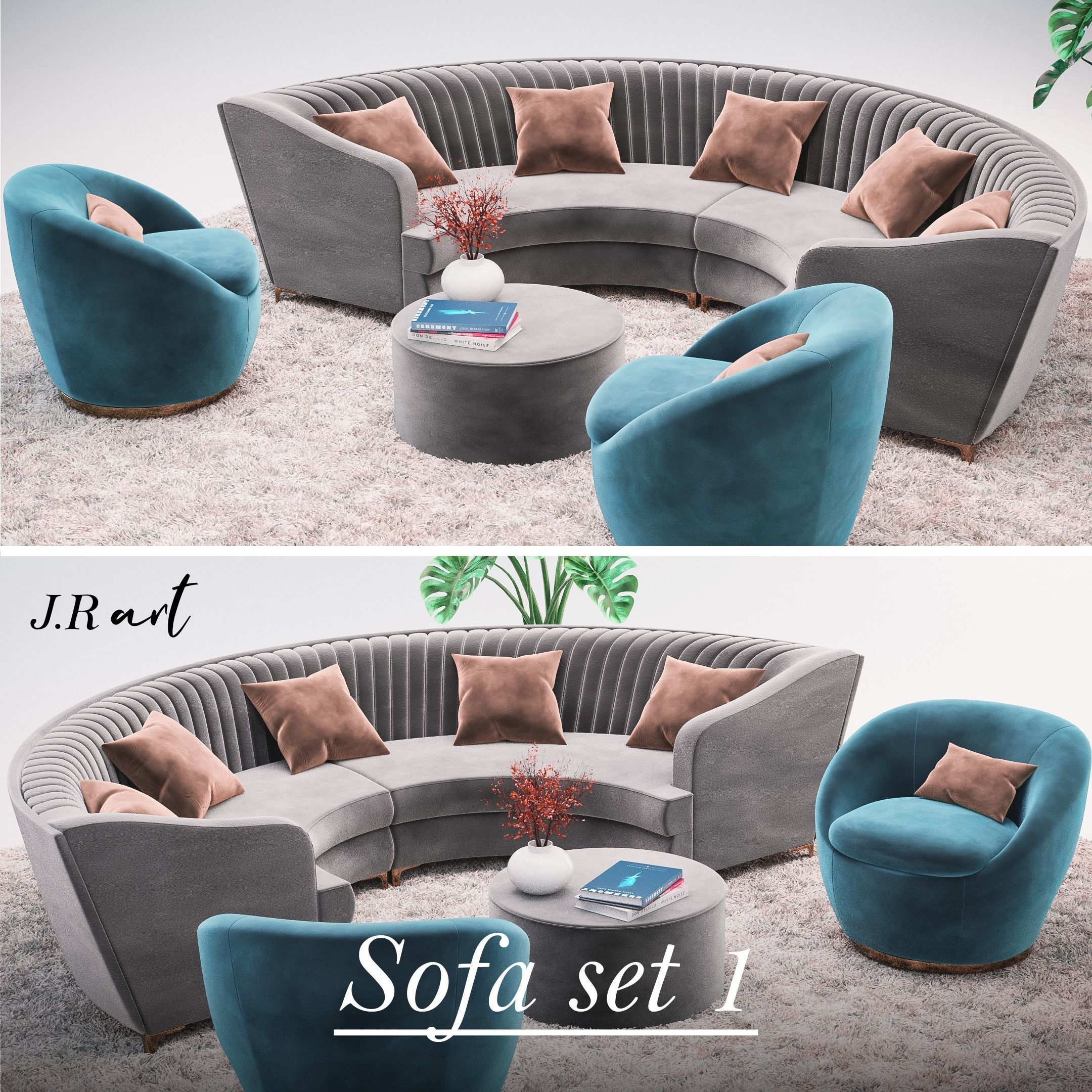 Sofa set 1 Free 3D model_2