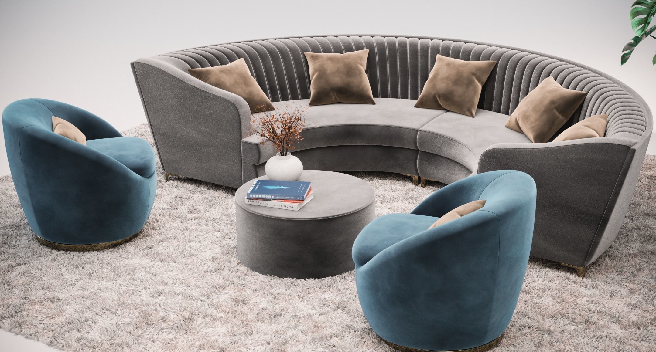 Sofa set 1 Free 3D model_1