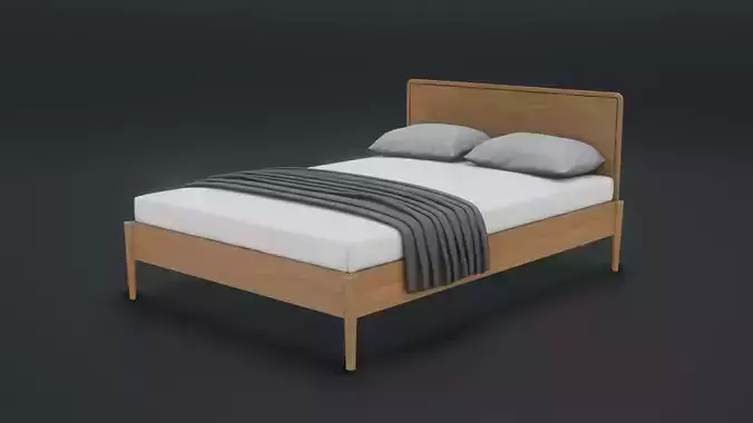 Modern Aesthetic Full Bed with PBR Textures