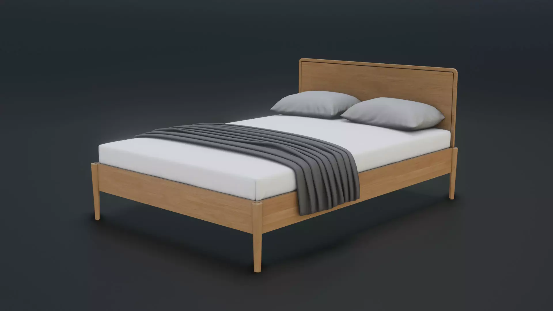 Modern Aesthetic Full Bed with PBR Textures 3D model_0