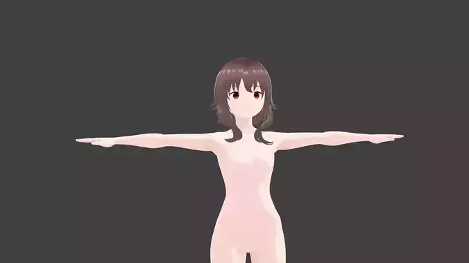 T pose rigged model - Megumin anime girl 3D model