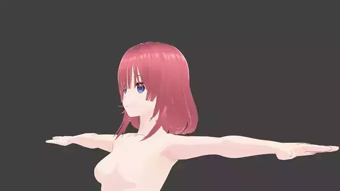 T pose rigged model - Nino Nakano anime girl 3D model