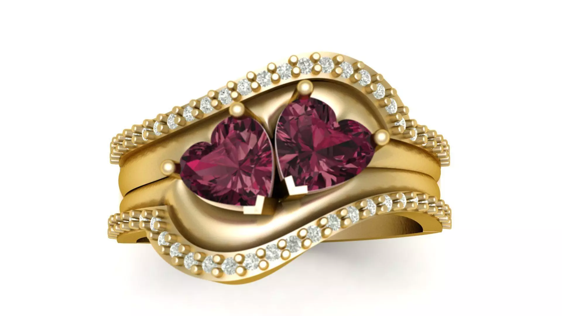 Proposal Diamond Heart Ring 3d Printable Model 3D print model