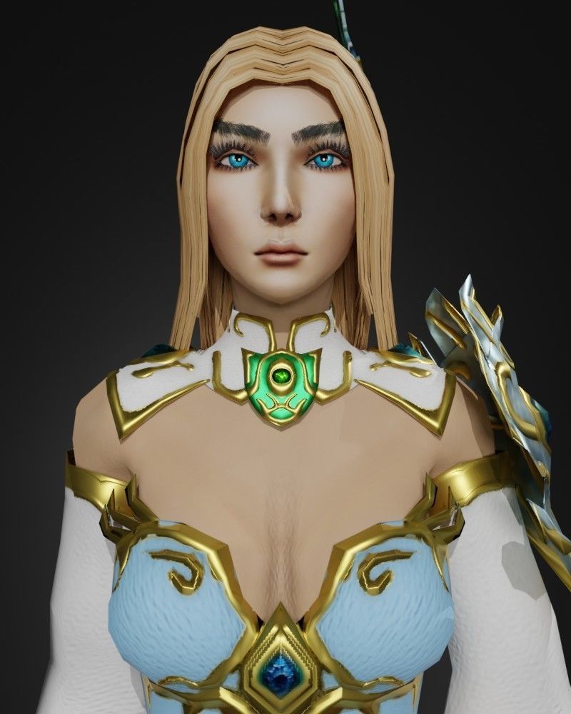 Sorceress of the Elements Game Character Low-poly 3D model_8