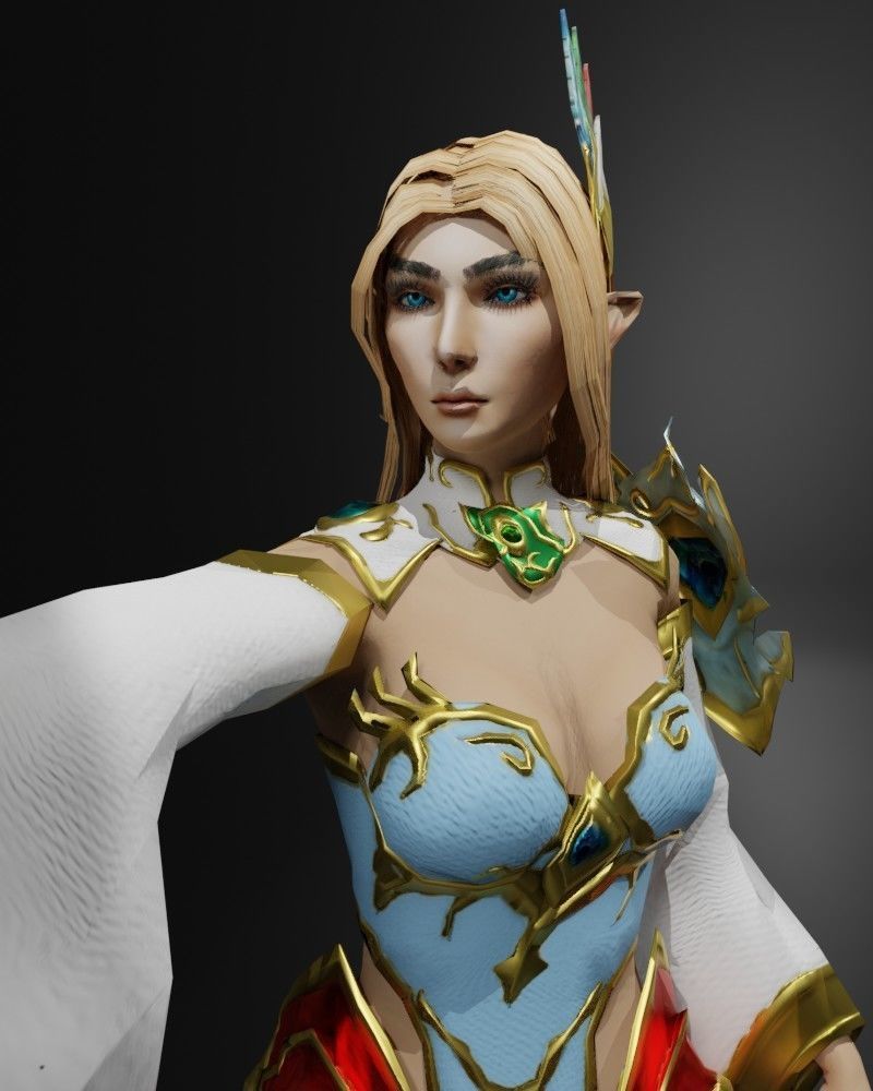 Sorceress of the Elements Game Character Low-poly 3D model_15