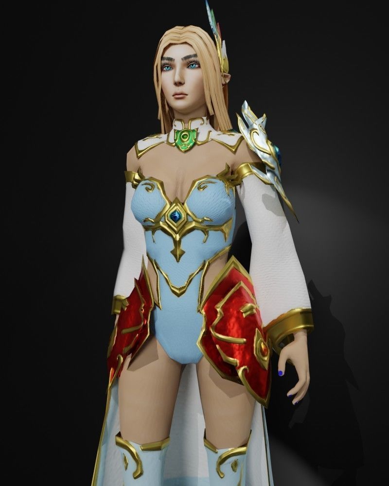 Sorceress of the Elements Game Character Low-poly 3D model_10