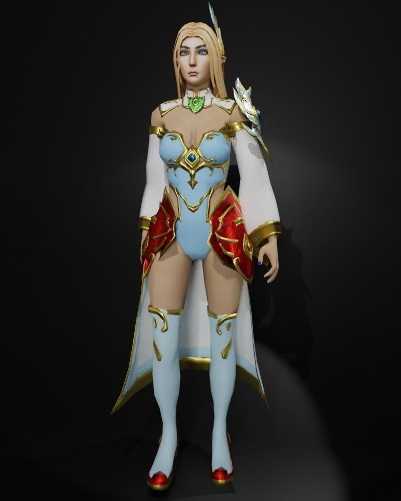 Sorceress of the Elements Game Character Low-poly 3D model_11