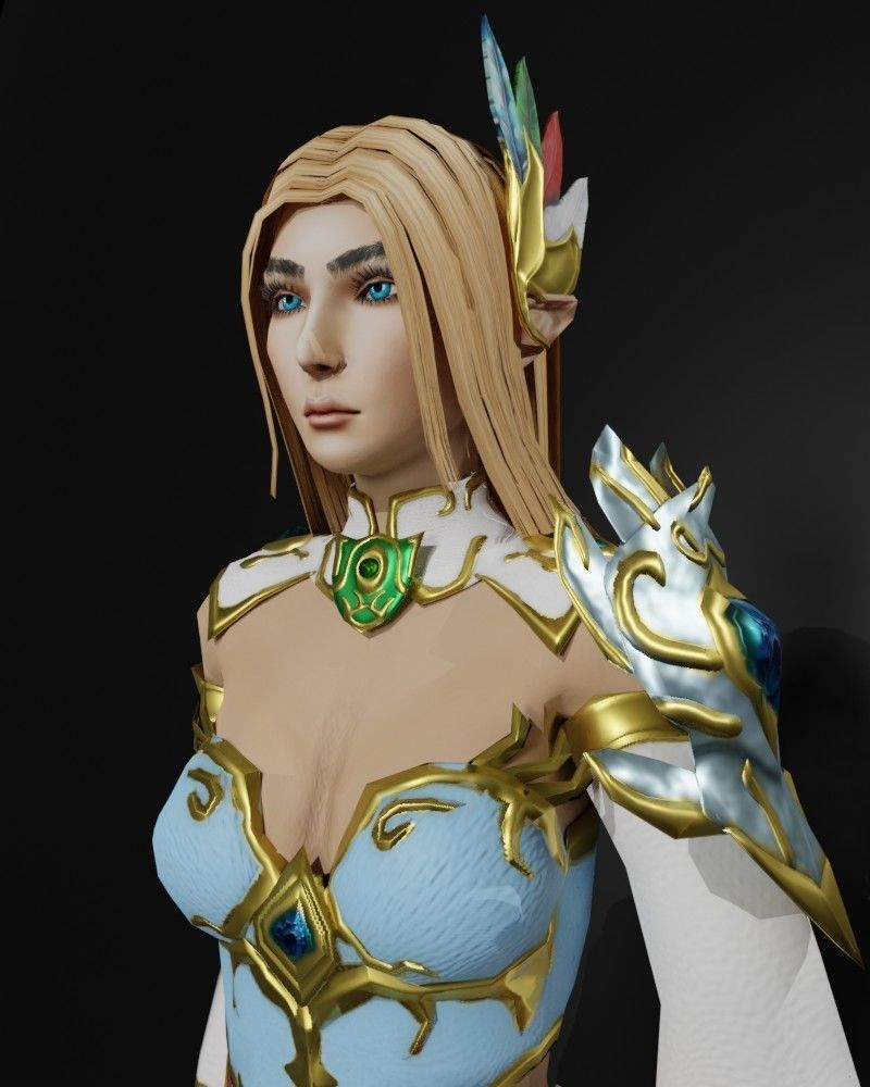 Sorceress of the Elements Game Character Low-poly 3D model_9