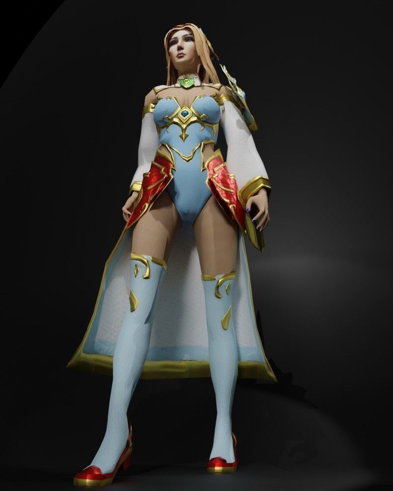 Sorceress of the Elements Game Character Low-poly 3D model_12