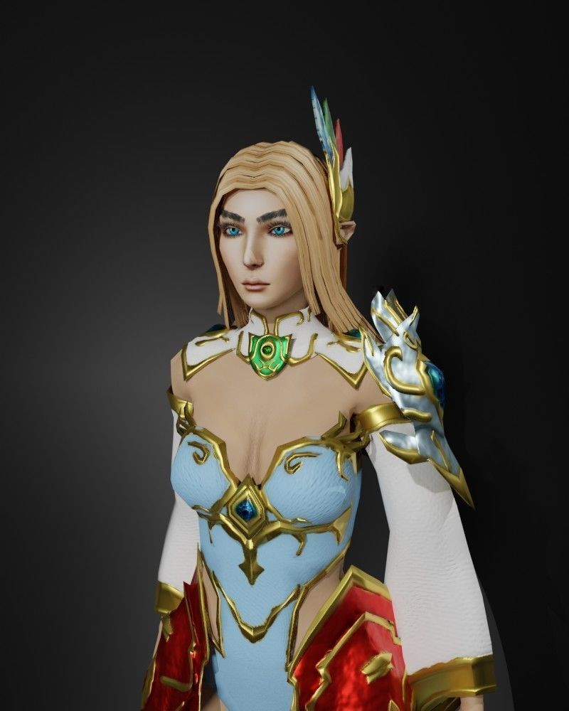 Sorceress of the Elements Game Character Low-poly 3D model_7