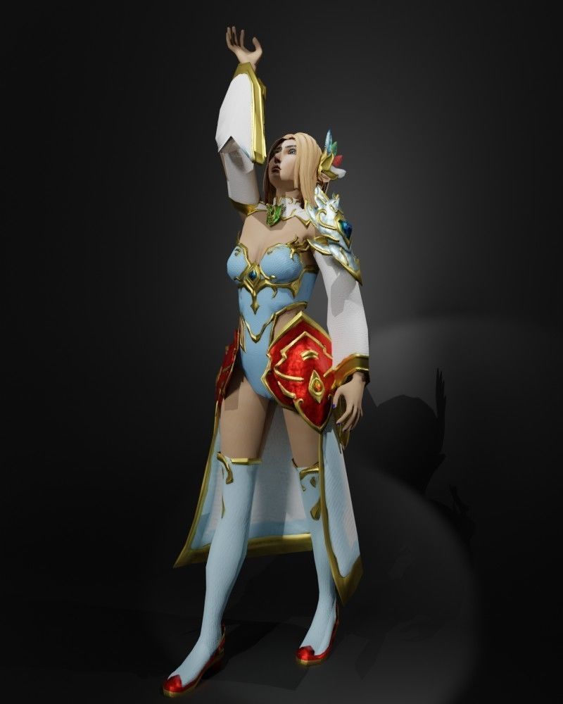 Sorceress of the Elements Game Character Low-poly 3D model_14