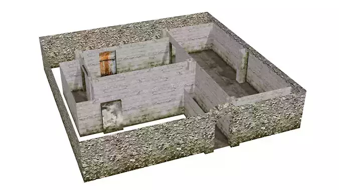 PSX Low Poly Abandoned Dungeon Building