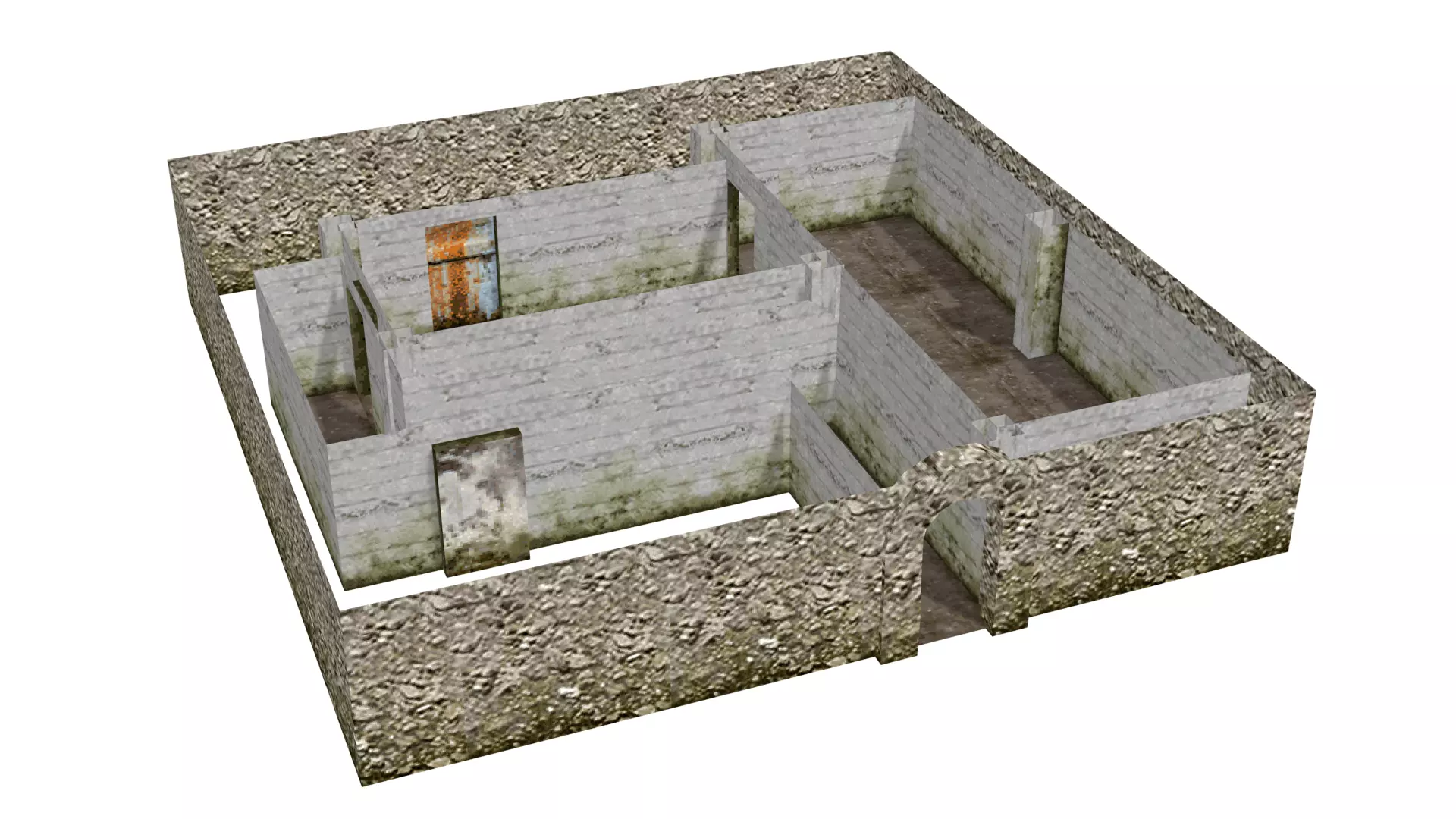 PSX Low Poly Abandoned Dungeon Building Low-poly 3D model_0