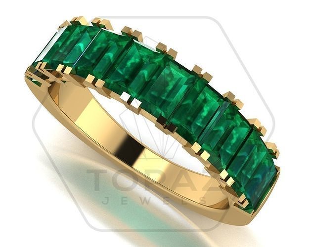 Emerald Cut Engagement Band 3D print model 3D print model