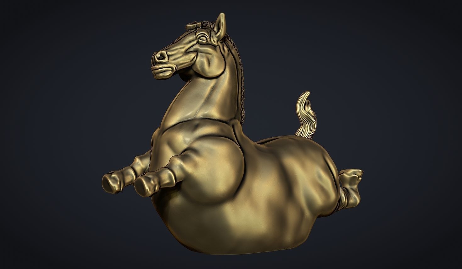 Fat horse statue 3D print model_4