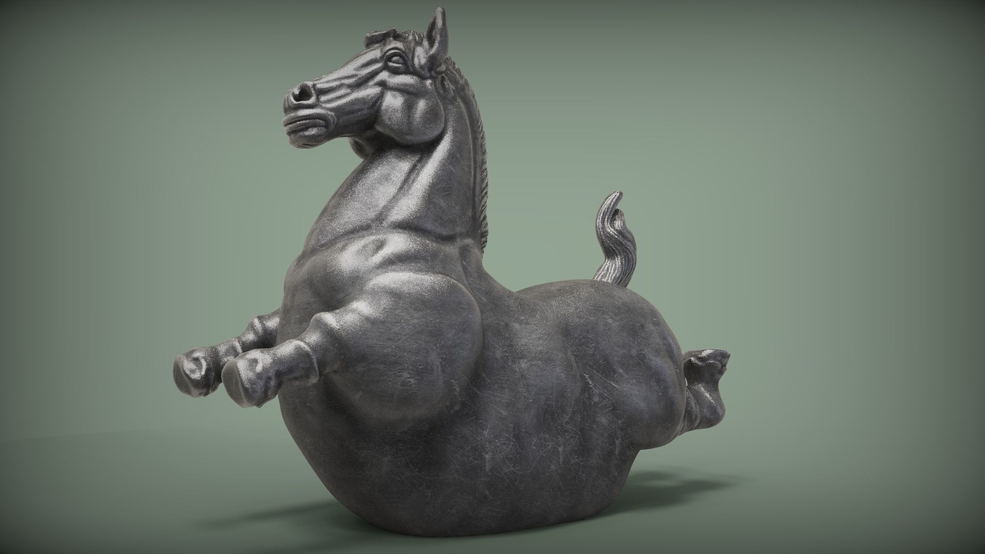 Fat horse statue 3D print model_1